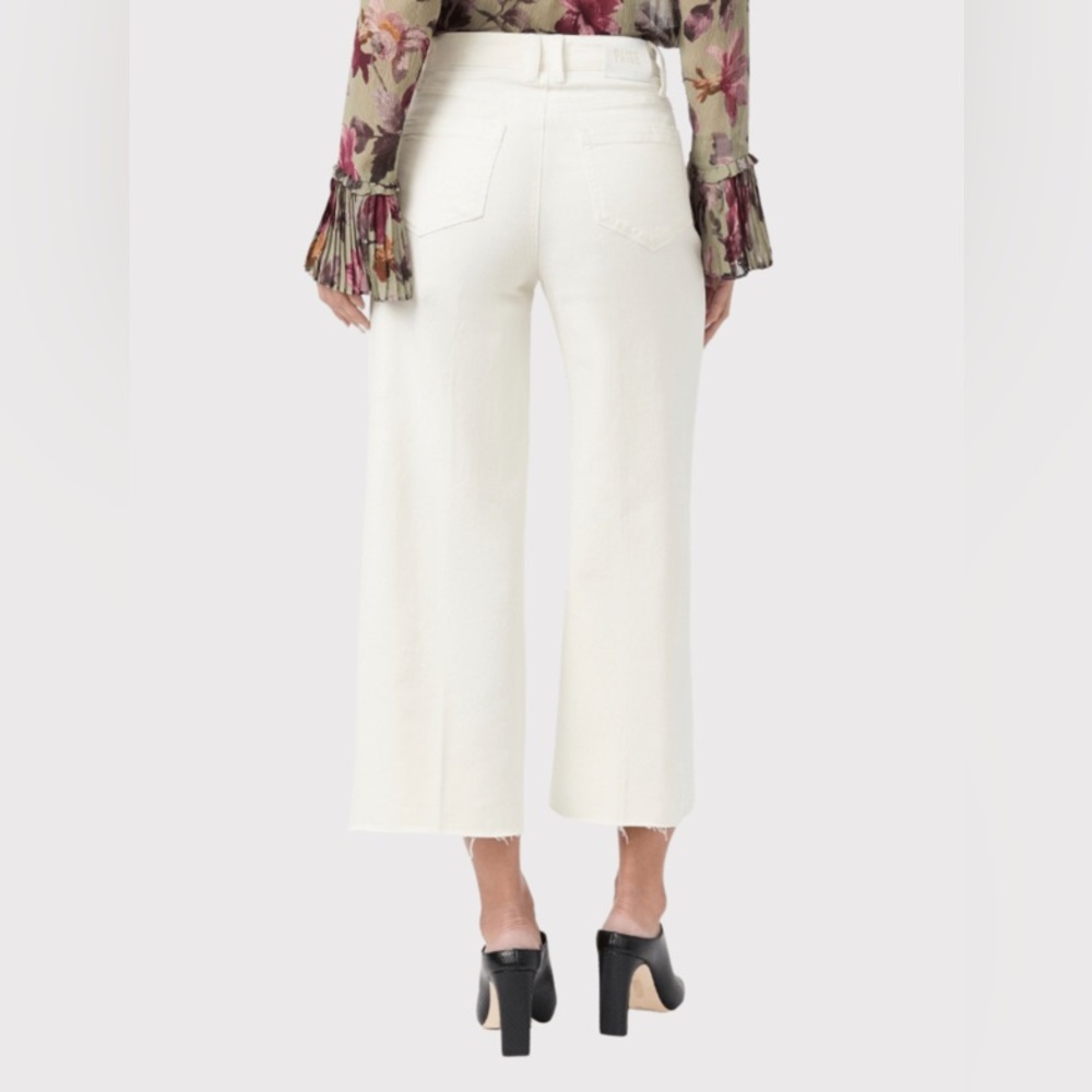PAIGE Wide Leg Flare Jeans in Cream - Picture 2 of 6